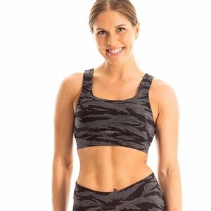 Virus Black and Gray Sports Bra NWOT